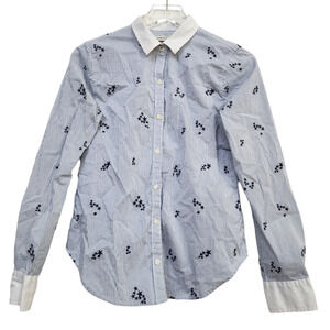 Abercrombie & Fitch Blue Shooting Star Novelty Button Up Shirt Sz Small Striped